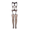 Subblime - 951900 Bodystocking Résille Sans Fourrure Avec Coque Et Épaules Ouvertes Noir Taille Unique